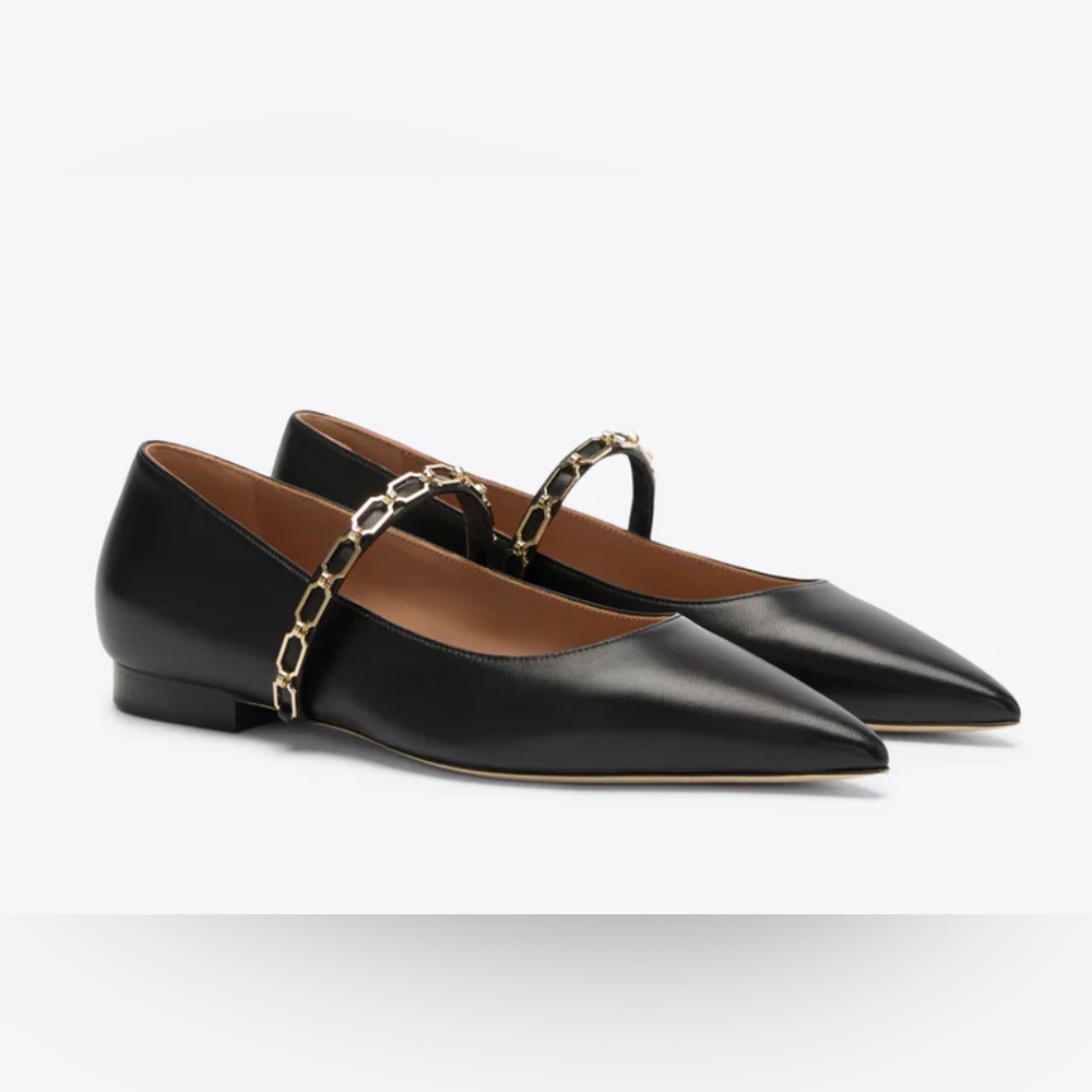 Malone Souliers Virna Pointed Toe Mary-Jane Flat Black Leather EU 36 / US 6